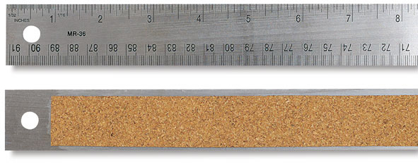 Ruler 18 inch Steel Flex Cork Back